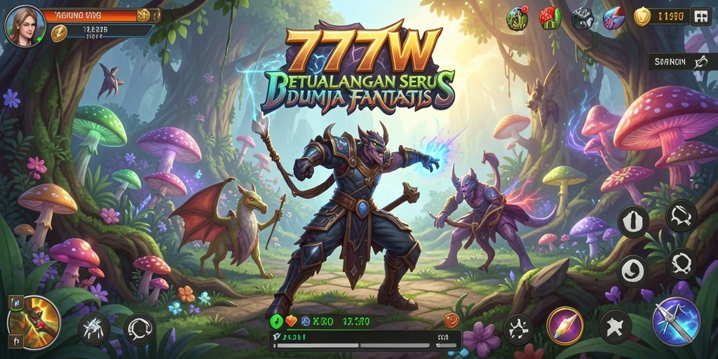 Screenshot menunjukkan gameplay epik dari 7777W dengan petualangan seru.