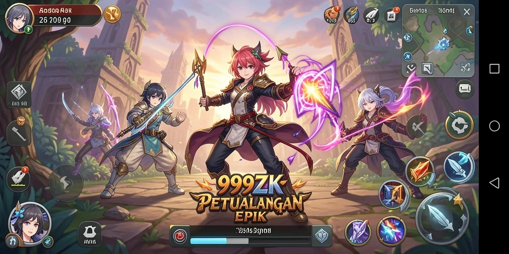 Tampilan dinamika gameplay anime yang penuh aksi.