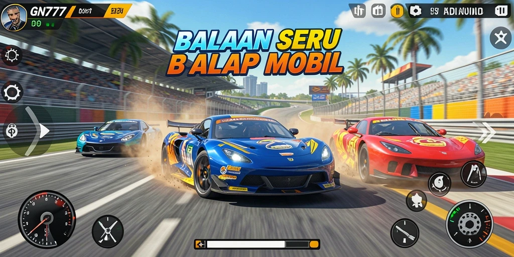 Screenshot gameplay GN777 yang menampilkan balapan intens dan menegangkan.