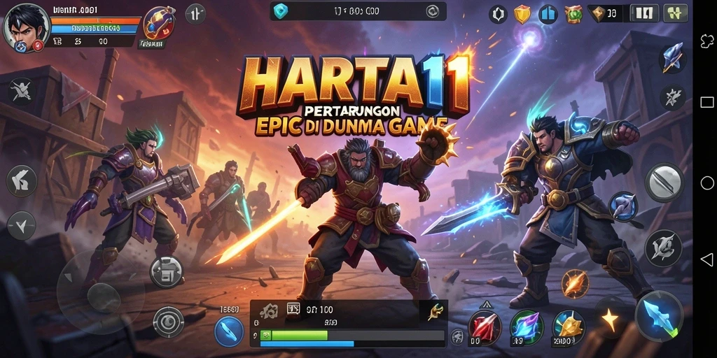 Gameplay HARTA11 yang penuh aksi dan pertarungan seru.