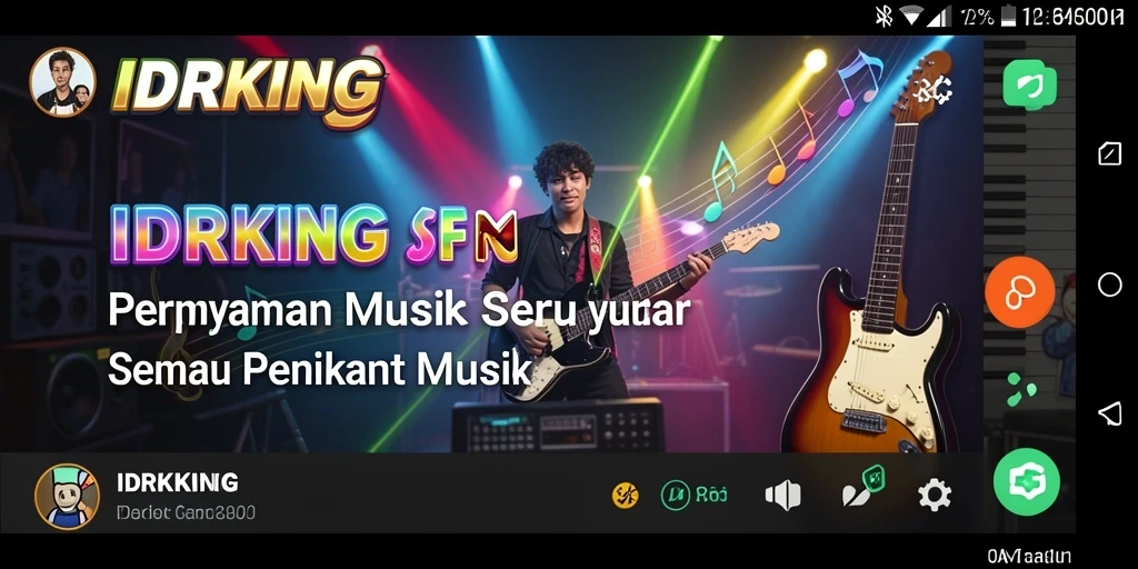 Tampilan gameplay menarik dari IDRKING dengan berbagai tantangan musik.