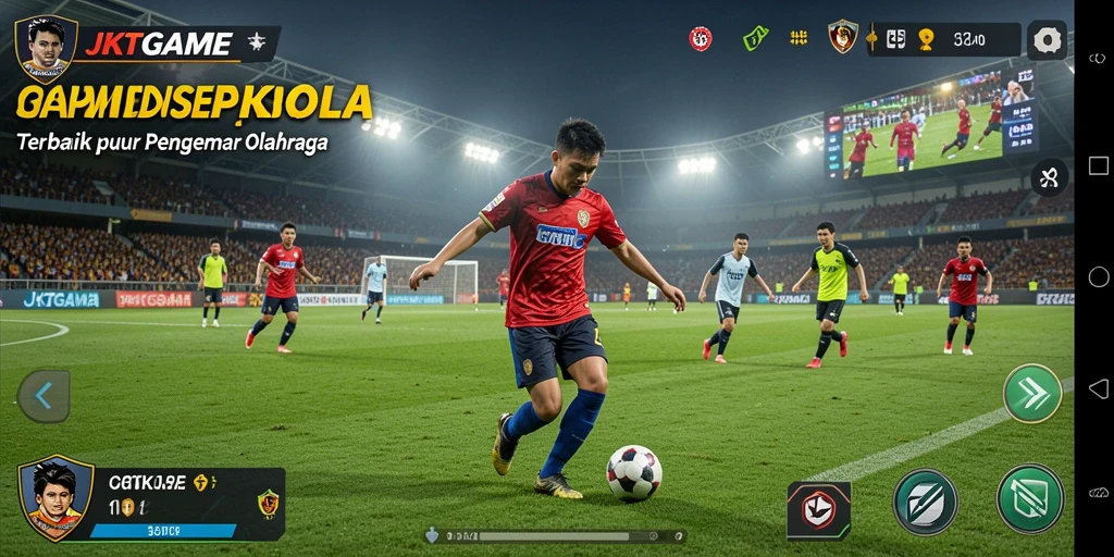 Tampilan gameplay menarik dalam JKTGAME dengan aksi sepak bola seru.