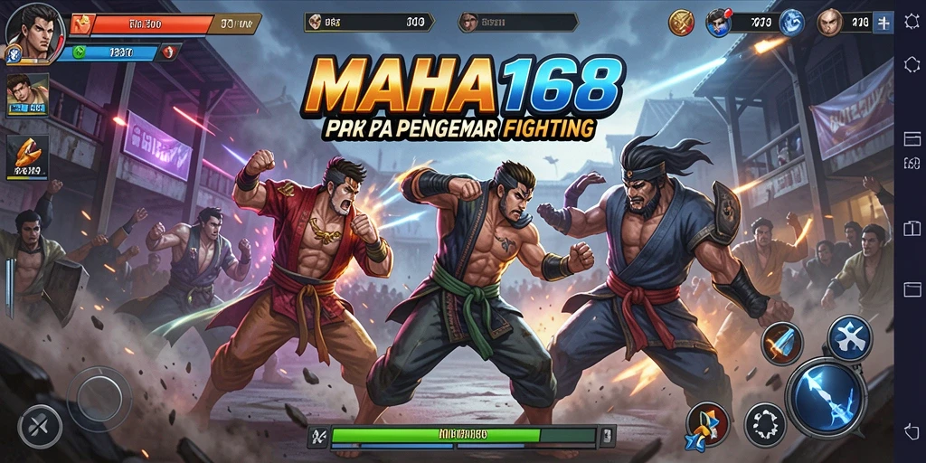 Tampilan pertarungan intens dalam MAHA168 dengan karakter unik.