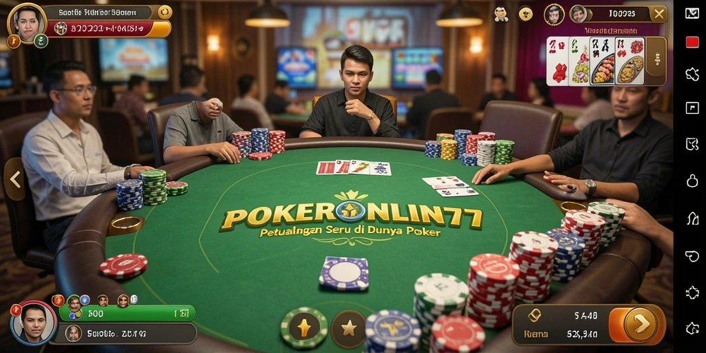 Screenshot dari gameplay POKERONLIN77 yang menampilkan aksi mendebarkan.