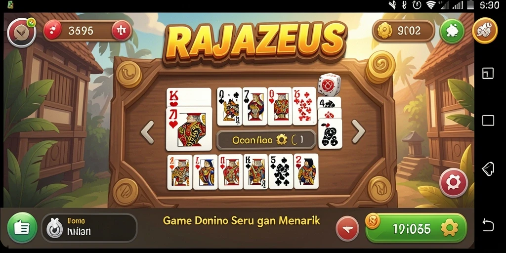 Screenshot menampilkan gameplay seru RAJAZEUS dengan domino.