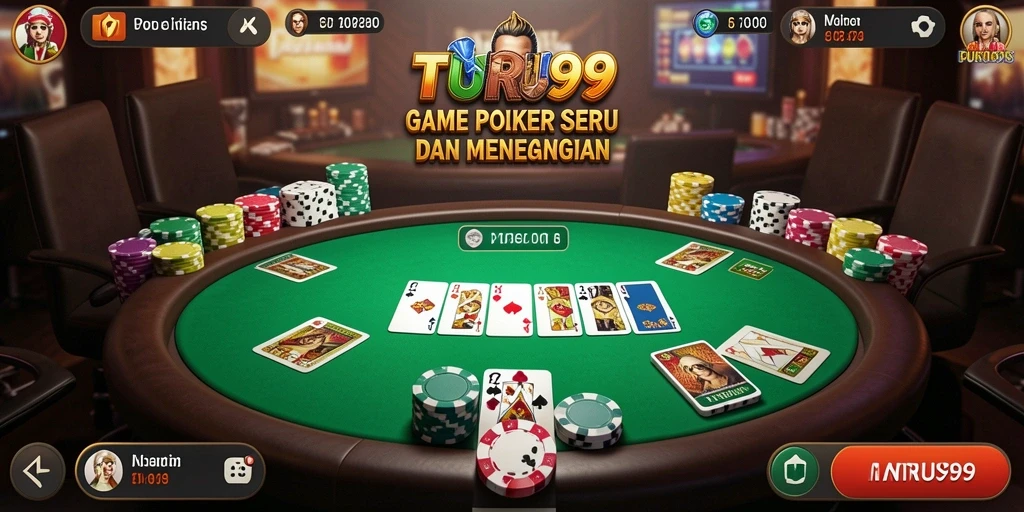 Screenshot gameplay <strong>TURU99</strong> menampilkan momen intens dalam permainan Poker.