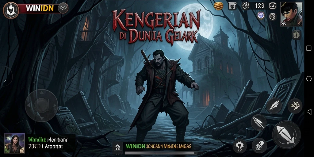Tampilan gameplay WINIDN yang menegangkan dan menyeramkan.